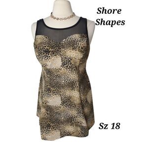 Women's Plus Swimsuit Swim Dress Size 18 Slimming Animal Print 2X NWOT